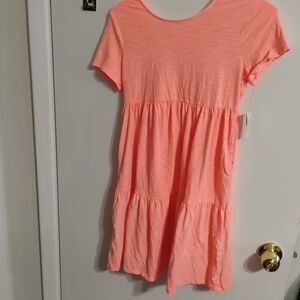 Cat & Jack Coral Peach Tiered Short-Sleeve Dress